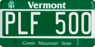 VT license plate PLF500