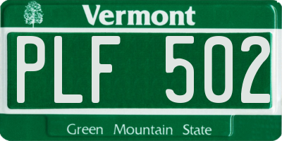 VT license plate PLF502