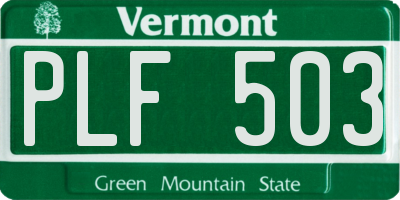 VT license plate PLF503