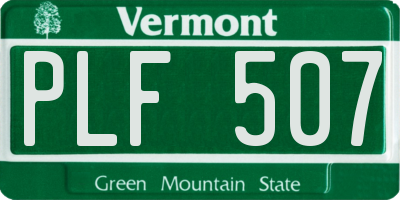 VT license plate PLF507