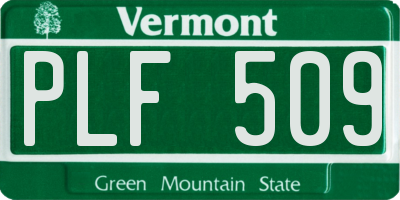 VT license plate PLF509
