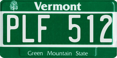 VT license plate PLF512
