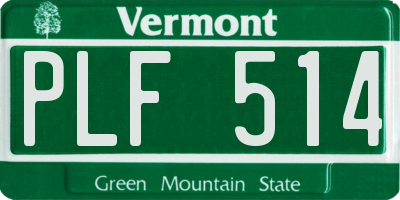 VT license plate PLF514