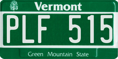 VT license plate PLF515