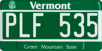VT license plate PLF535