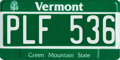 VT license plate PLF536