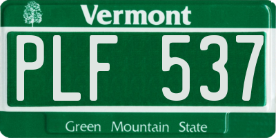 VT license plate PLF537