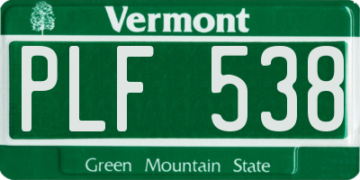 VT license plate PLF538