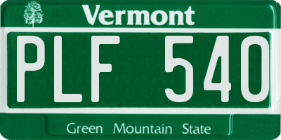 VT license plate PLF540