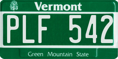 VT license plate PLF542
