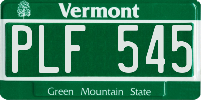 VT license plate PLF545