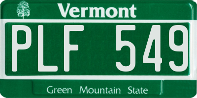 VT license plate PLF549