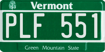 VT license plate PLF551