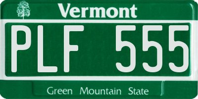 VT license plate PLF555