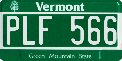 VT license plate PLF566
