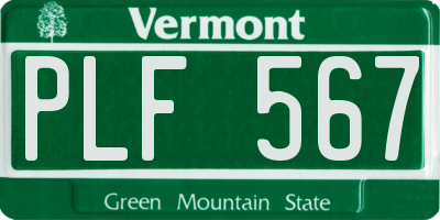 VT license plate PLF567