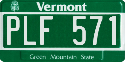 VT license plate PLF571