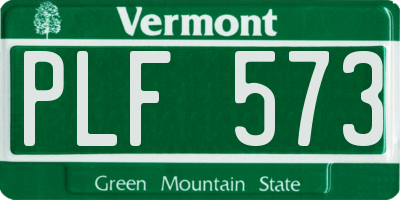 VT license plate PLF573