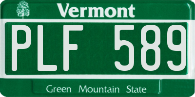VT license plate PLF589