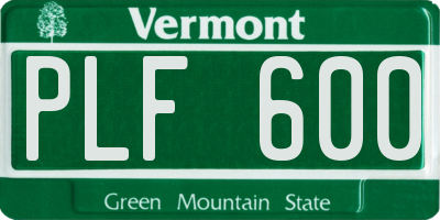 VT license plate PLF600