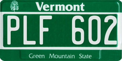 VT license plate PLF602