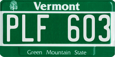 VT license plate PLF603