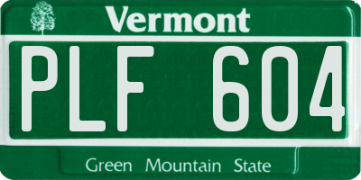VT license plate PLF604