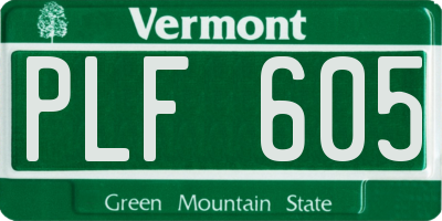 VT license plate PLF605