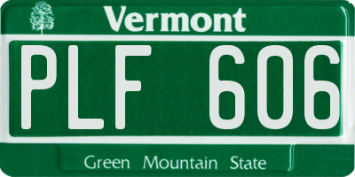 VT license plate PLF606