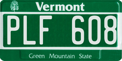 VT license plate PLF608