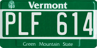 VT license plate PLF614