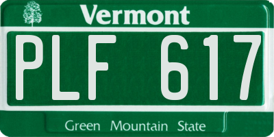 VT license plate PLF617