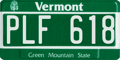 VT license plate PLF618