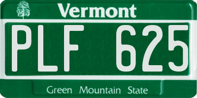 VT license plate PLF625