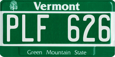 VT license plate PLF626