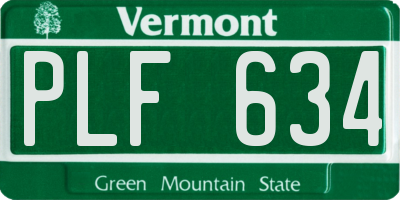 VT license plate PLF634