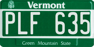 VT license plate PLF635