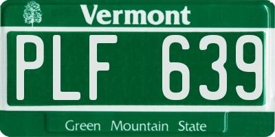 VT license plate PLF639