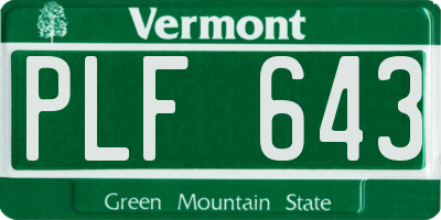VT license plate PLF643