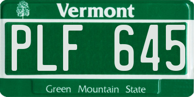 VT license plate PLF645