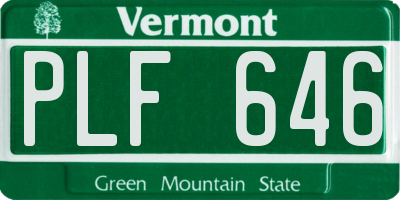 VT license plate PLF646