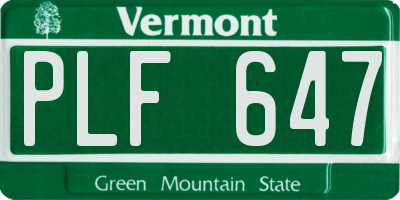 VT license plate PLF647