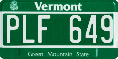 VT license plate PLF649