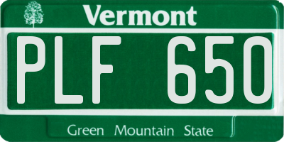 VT license plate PLF650