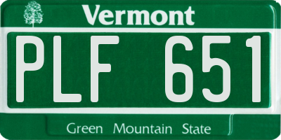 VT license plate PLF651