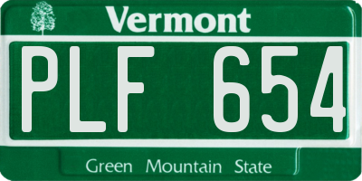 VT license plate PLF654
