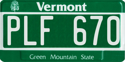 VT license plate PLF670