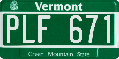 VT license plate PLF671