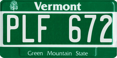 VT license plate PLF672