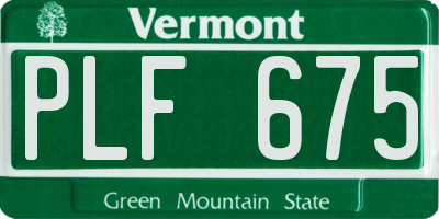 VT license plate PLF675